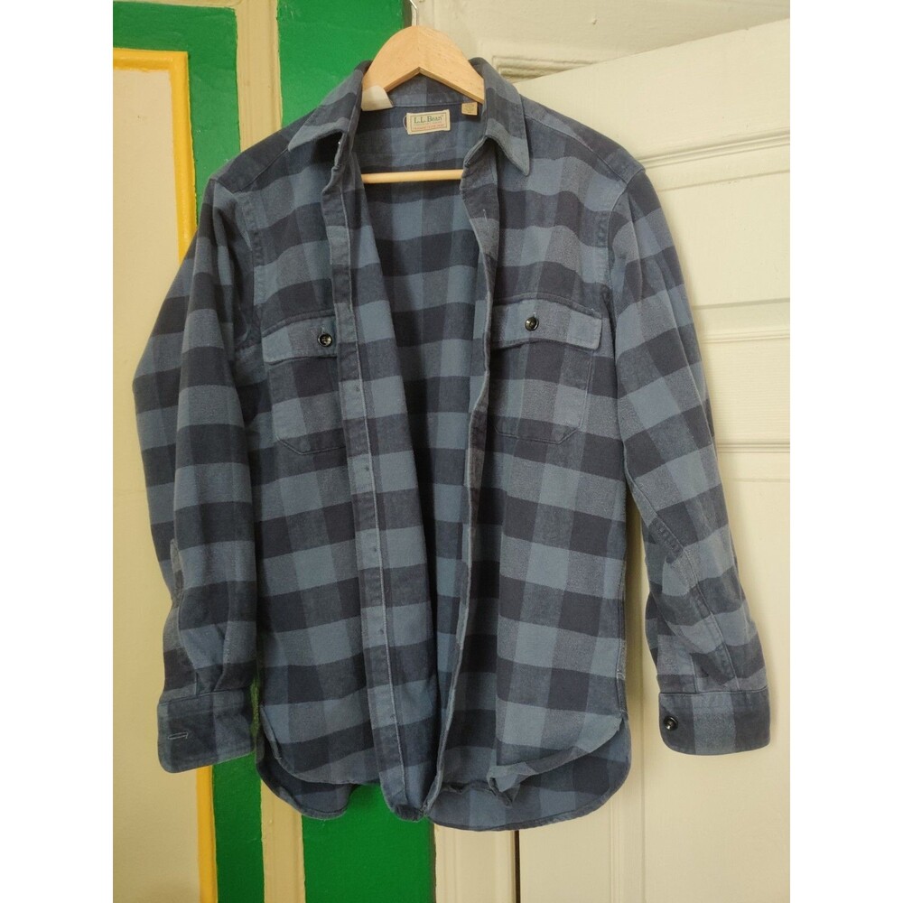 LL Bean RARE M vintage blue buffalo check chamois 1970s PERFECT condition